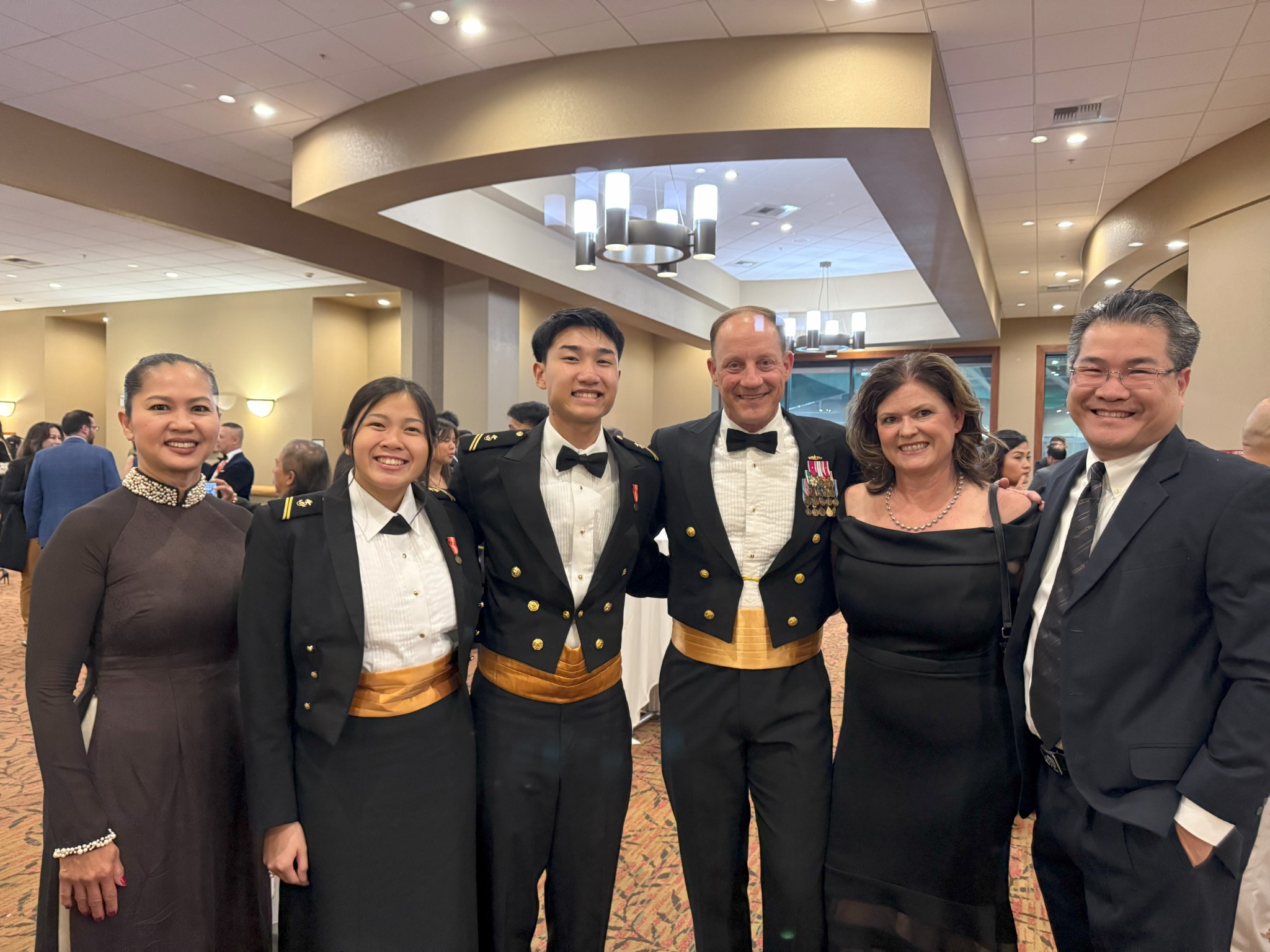 Zack and Pia with Rear Admiral Robert Nowakowski at the VSA Gala in Garden Grove.